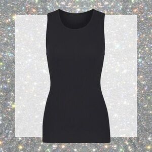 SKIMS Cotton Rib Long Tank in Soot size XS NWT!